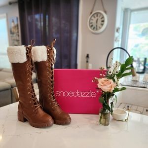 Shoe Dazzle:MACHARA LUG SOLE BOOT, Size: 7Color: LEATHER BROWN